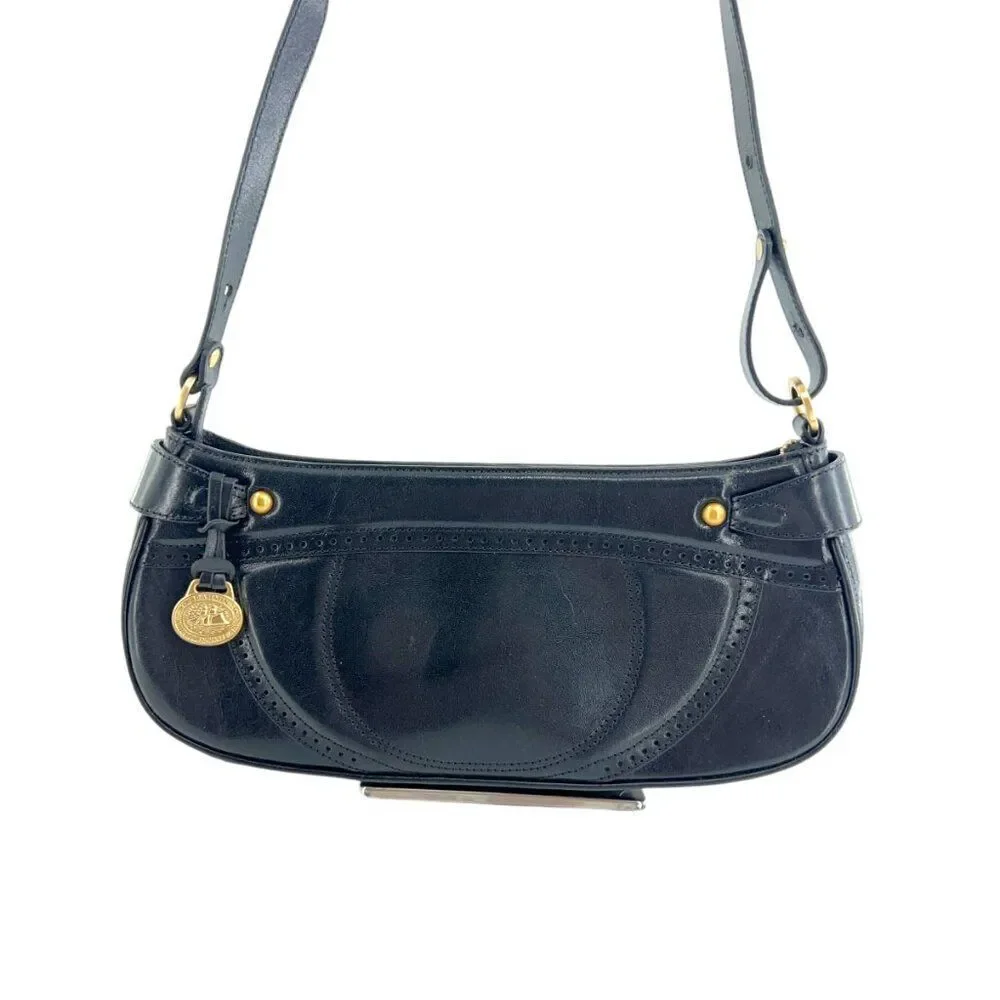 BRAHMIN Small Black Smooth Leather Shoulder Bag Purse